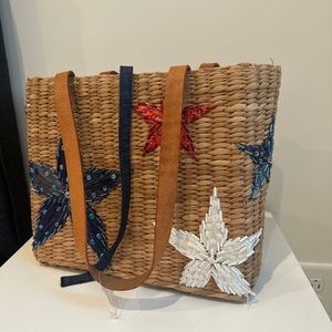 NWOT Chapter Club Bag Blue Red White Stars Woven Shoulder Purse